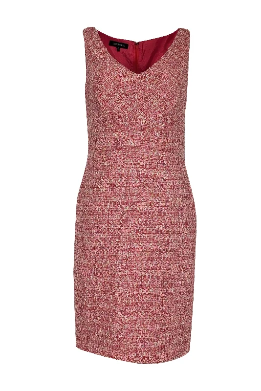 Lafayette 148 - Red & Pink Boucle Sleeveless Sheath Dress Sz 6