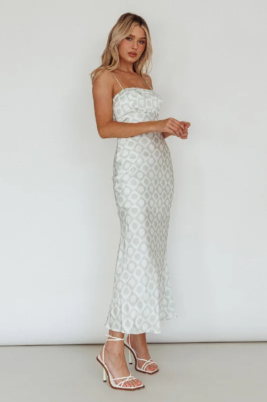 Lane Cove Cami Strap Maxi Dress Print Matcha