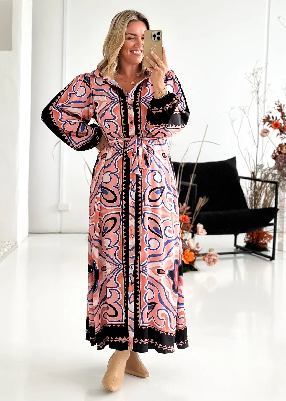 Monique Maxi Dress - Pink Swirl