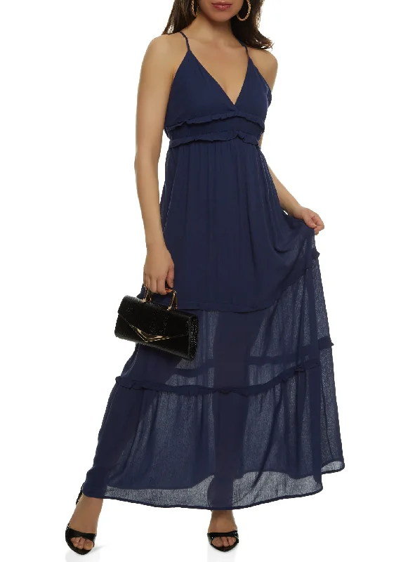 Sleeveless Tiered Empire Waist Maxi Dress