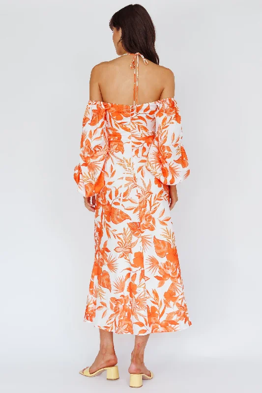 Nyree Long Sleeve Maxi Dress Tropical Orange