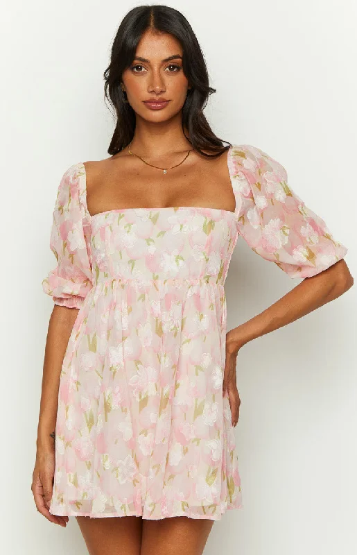 Rubi Pink Floral Babydoll Mini Dress