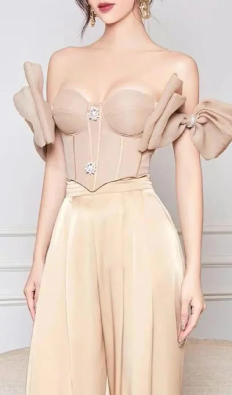 SATIN CORSET TWO PIECES SUIT