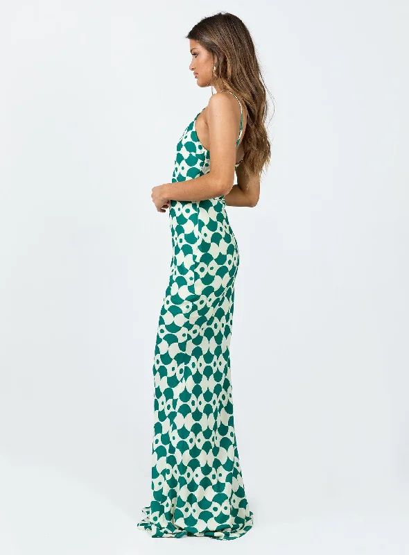 Seri Slip Maxi Dress Green Multi