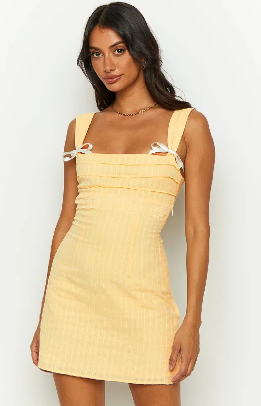 Taylor Yellow Tie Back Mini Dress