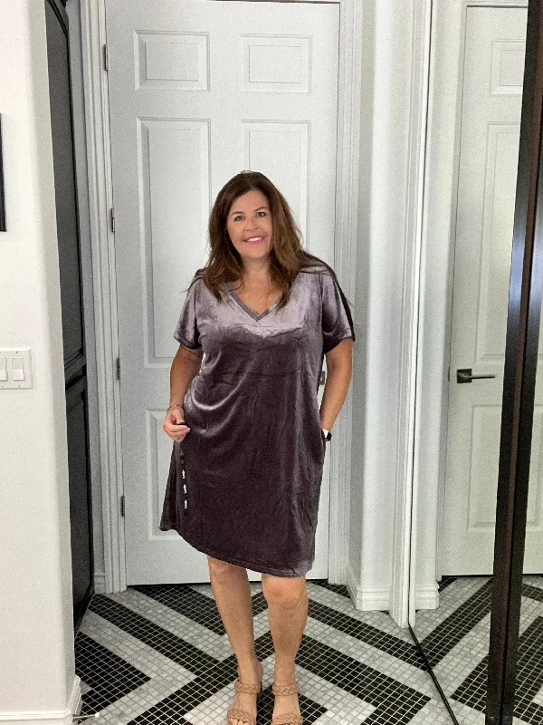 Velour V-Neck Dress