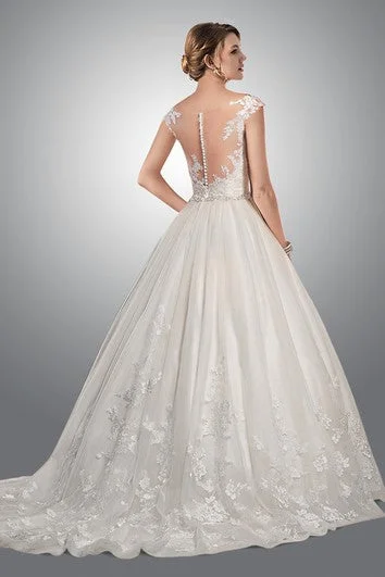 Ball Gown Lace Wedding Dress With Sexy Back