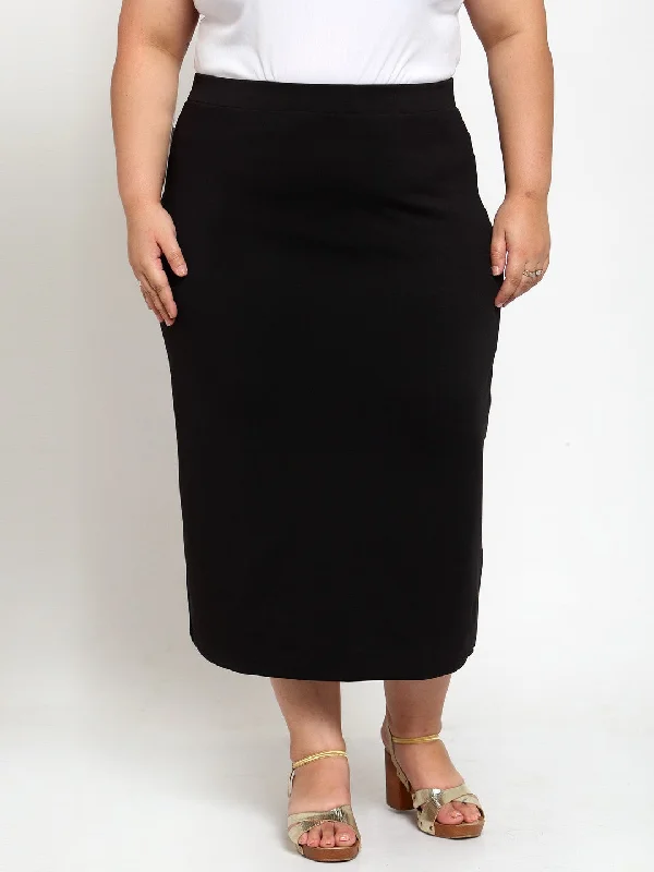 Black Straight Midi Skirt