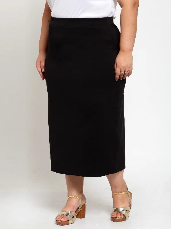 Black Straight Midi Skirt