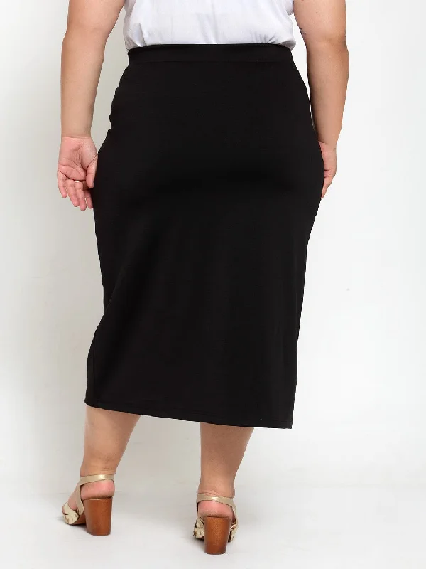 Black Straight Midi Skirt