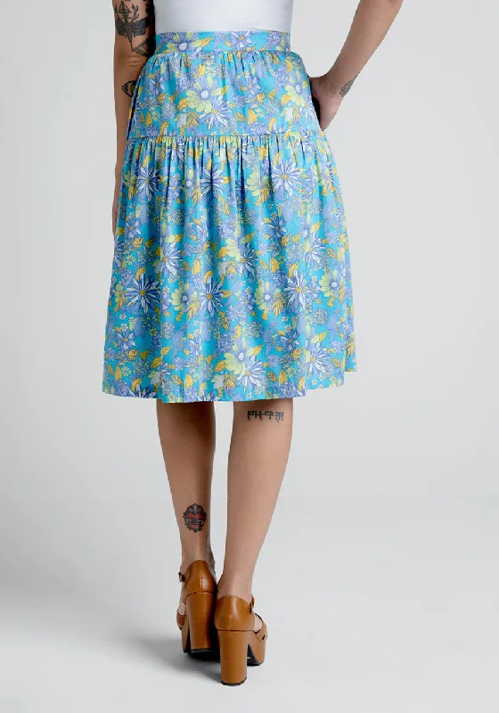 Daisies At Nightfall Tiered Midi Skirt