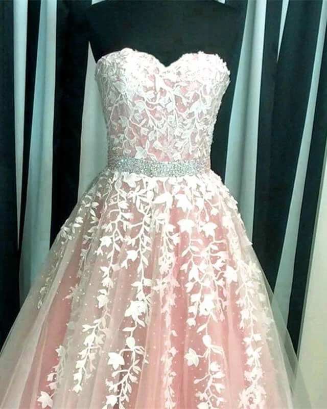 Ivory And Blush Ball Gown Sweetheart Dresses