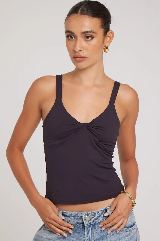 L&t Strappy Twist Front Cami Black