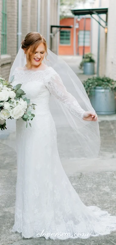 Long Sleeves Fully Lace Vintage Mermaid Wedding Dresses, CW0230