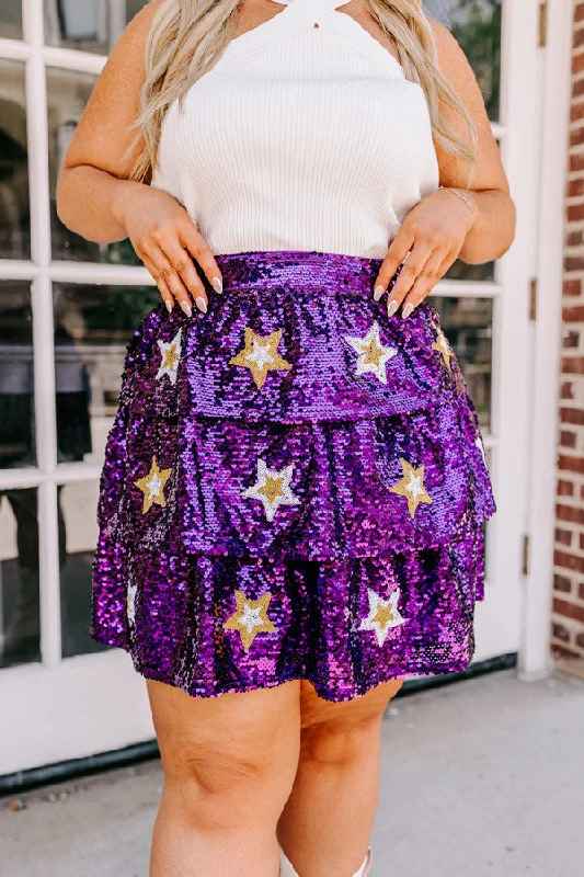 Pre-game Party Sequin Skirt in Purple Curves