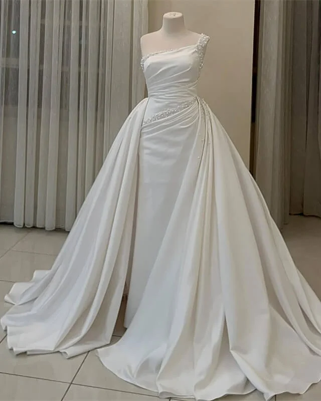 Mermaid Satin One Shoulder Wedding Dress