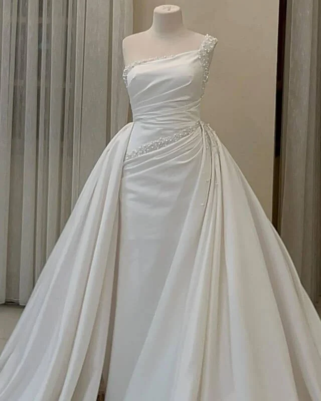 Mermaid Satin One Shoulder Wedding Dress